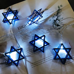 1.65M 10LEDs Judaism Mogen David Star Lights String Hanukkah Shavuot Jewish the Feast of the Dedication Menorah Party Supplies