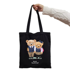 Black White Bear Print Shopper Tote for Women