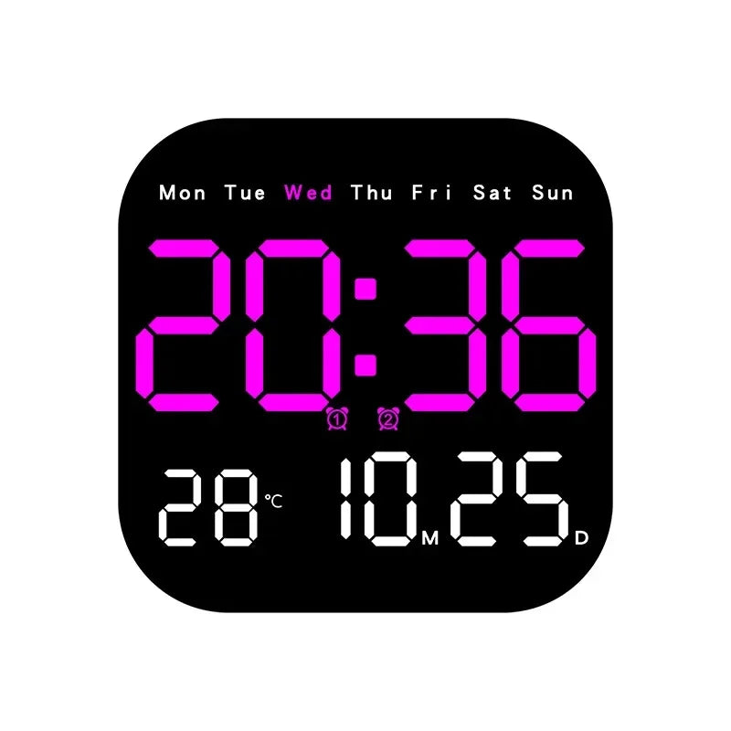 Digital Wall Clock LED Alarm Clock Large Display With Timing Function Remote Control Clock for Living Room Office Bedroom Decor