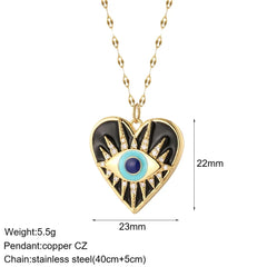 Heart Evil Blue Eye Sun Necklace for Women Cute Dog Bee Elephant Gold Color Pendant Long Stainless Steel Chains
