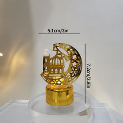 Creative Eid Mubarak Candle Lamp Islamic Ramadan Crescent Moon and Star Night Light Muslim Party Decor Eid Party Supplies