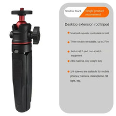 MT-08 Mini Extendable Desktop Tripod Handheld Photography Bracket Stand w/ Flexible Ballhead 1/4 Inch Screw Mount for Selfie