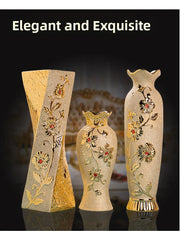 Modern Ceramic Flower Vase 48cm Large Floor Standing Golden Water-Filled European Style Living Room Decorative Flower Pot