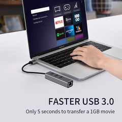 USB 3.0 HUB 1000Mbps 3 Ports USB 3.0 Type C HUB USB to Rj45 Gigabit Ethernet Adapter RTL8153 for MacBook Laptop Computer