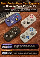 IINE Retro Pocket Chronos Controller Nintendo Layout, Hall Effect Joysticks, 1000Hz Polling Rate,Portable for Switch/PC/Mobile