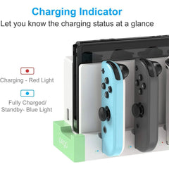 IPEGA PG-9186 Joycon Charging Dock Station for Switch&OLED - Charges Up To 4 Controllers, Compatible with Switch and OLED Model