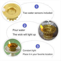 NEW 12 Pcs Diwali Diyas Lamp Decorations, Diwali Led Water Sense Lights, Waterproof Flameless Lotus Tea Lights,Oil Lamps