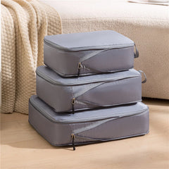 3Pcs/Set Travel Compressible Packing Multifunction Travel Storage Bag Waterproof Suitcase Nylon Portable Luggage Organizer Pink