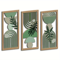 3pcs Boho style Hollow Wood Retro Rustic Leaf Pattern Wall Hanging Art Living Room Bedroom Wall Hanging Home Decoration