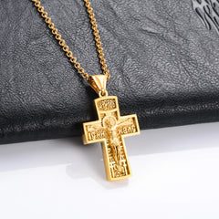 Religious Stainless Steel Cross Pendant Necklace for Women Men Charms for Chain Choker Christian Metal Jewelry Making Accessory