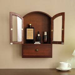Desktop Storage Cabinet Wall Mount Vintage Style Cosmetic Organizer Display Shelf for Kitchen Dresser Home Living Room Bedroom Kitchen & Dining Furniture Kitchen Display Cabinets