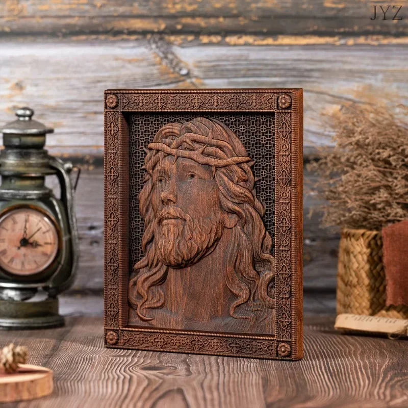 High Quality Vintage Wood Carving Jesus Figure, Catholic Saint Jesus Wall Decor Gift