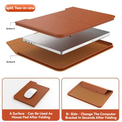 13-14/15-16 Inch Laptop Sleeve Holder Automatic Closing Multifunction Carrying Pouch with Stand Leather for Macbook Air