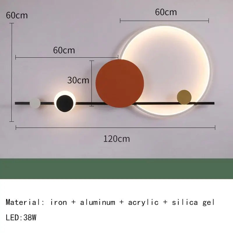 Modern Nordic Art Deco LED Wall Lamp 3000K Living Room Sofa Background Bedroom Bedside Hotel Hall Wall Lighting Creativity Decor