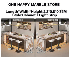 Luxury Marble Kitchen Island Dining Table, Custom Modern Bar Countertop, High-End Open Kitchen Design, Integrated Home Furniture Kitchen Display Cabinets Kitchen & Dining Furniture