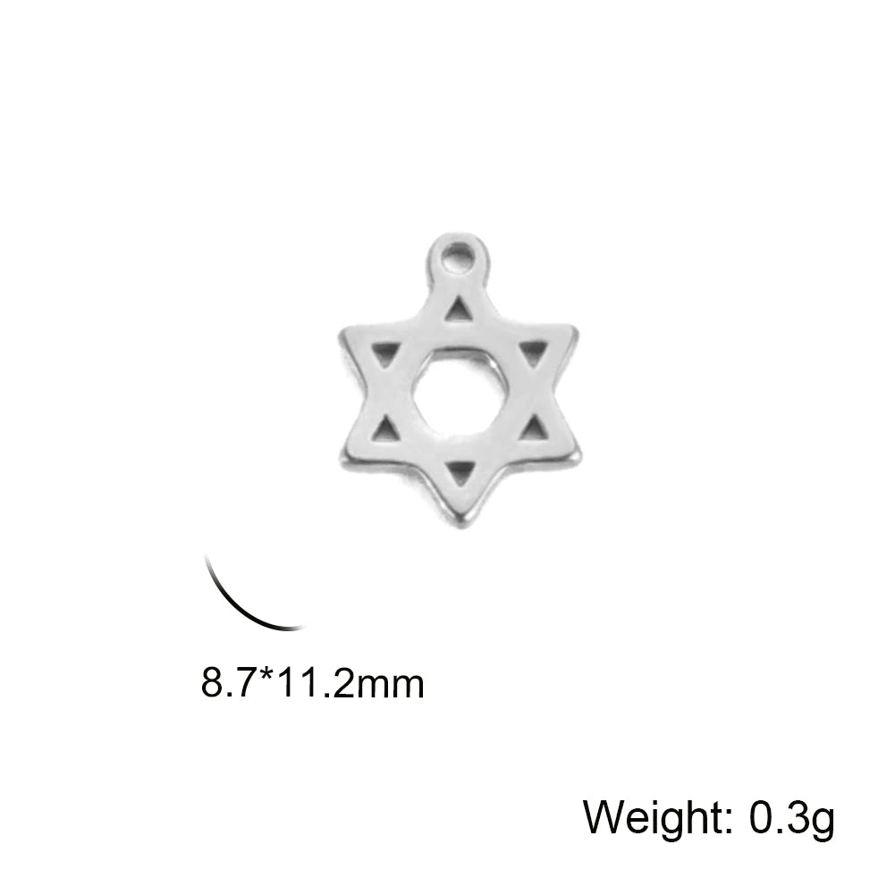 Teamer Stainless Steel Jewish Star of David Israel Map Hebrew Letter Charm Pendant for Jewelry Making Necklace DIY Wholesale
