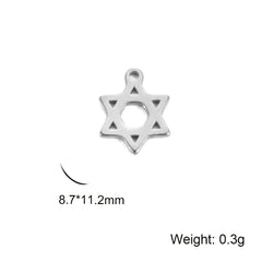 Teamer Stainless Steel Jewish Star of David Israel Map Hebrew Letter Charm Pendant for Jewelry Making Necklace DIY Wholesale