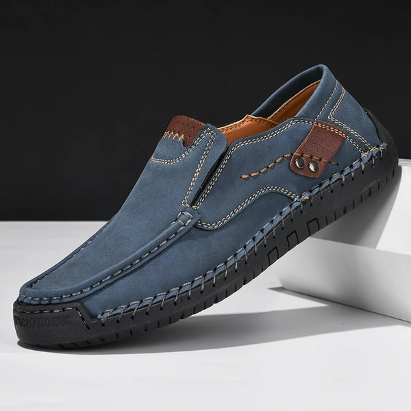 Handmade Leather Men Shoes Casual Comfortable Slip On Loafers Men Spring Outdoor Flats Moccasins Walking Shoes Fall Dropshipping