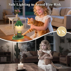 Glass Melting Candle Lamp, Candle Warmer Lamp, Smoke-Free Aromatherapy Lamp for Bedroom, Timer Function, Dimmable, Desktop Decor