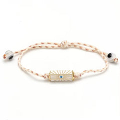 Lucky Eye Adjustable Colorful Braided Rope Bracelet Turkish Evil Eye Bead Copper Zircon Charm Bracelet for Women Men Jewelry