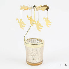 Romantic Valentine's Day Gift Rotating Angel/Rose/Xmas Snowflake Candlestick Candle Tea Lamp Holder for Home Party Decoration