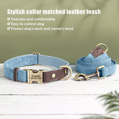 Personalized Dog Collar Leash PU Leather Dog Collars With Walking Lead Rope Free Custom Pet ID for Small Large Dogs Pug Pet Shop