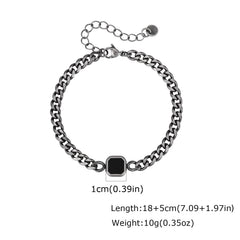 Vnox 5mm Width Adjustable Chain Bracelet for Men, Stainless Steel Acrylic Six-Sided Polished Jewelry Gifts for Husband Son‌ Him