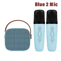 Portable Wireless Dual Microphones Karaoke Machine HomeKTV DSP System Bluetooth Speaker HIFI Stereo Surround For Kids Party Gift