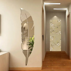 3D Dancing Feathers Mirror Wall Stickers DIY Art Atmosphere Home Shining Wall Stickers House Decoration Living Room Decoration Home Decor Mirror Art