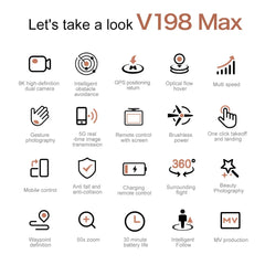 Lenovo V198MAX GPS Drone 8K Professional Camera Aerial FPV Brush Laser Obstacle with Large Screen Remote Control Folding Dron