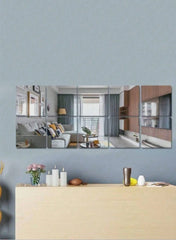 6 acrylic mirror stickers, bedroom home full-length mirrors, self-adhesive soft mirrors, durable and not easy to break