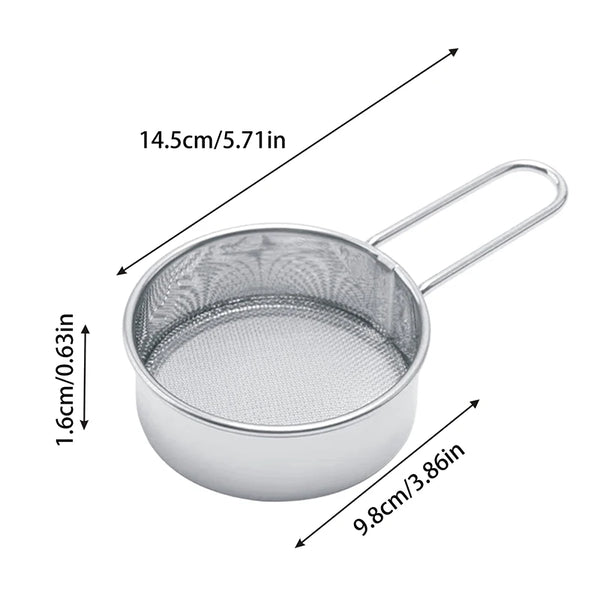Stainless Steel Flour Sieve Fine Mesh Strainer Baking Flour Sifter With Handle Handheld Coffee Powder Mesh Sieve Baking Tools Kitchen Tools, Cooking Utensils