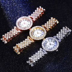 Luxury Women’s Diamond Steel Band Watch & Bracelet Set