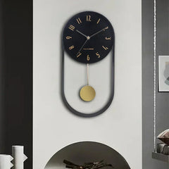Bedroom Living Room Modern Decoration Single Pendulum Battery Driven Non Ticking Swinging Wall Clock