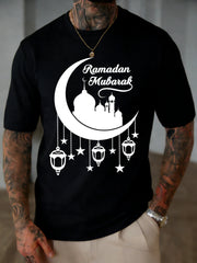 Islamic Ramadan Mubarak Moon Print Mens T Shirt Cotton Loose T-Shirts Summer New Fashion Clothes Male Casual All-Match Sportswear