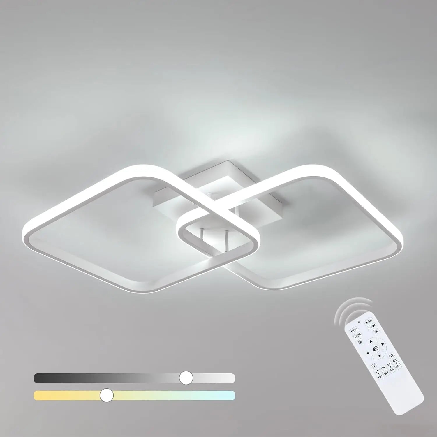 50W 5625LM LED Ceiling Light Dimmable,Ceiling Lamp with Remote Control 3000K-6500K 59cm,Modern Square Ceiling Lamps for Bedroom
