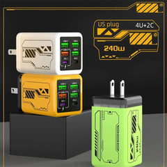 240W 6 Ports USB Charger PD Fast Charging Charger Wall Adapter for iPhone Samsung Xiaomi EU/US/UK Plug Charger Quick Charge 3.0