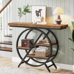Tribesigns Console Table, 39.4-Inch Entryway Table with Thickened Tabletop, 4- Tier Industrial Narrow Hallway Sofa Table Living Room Furniture