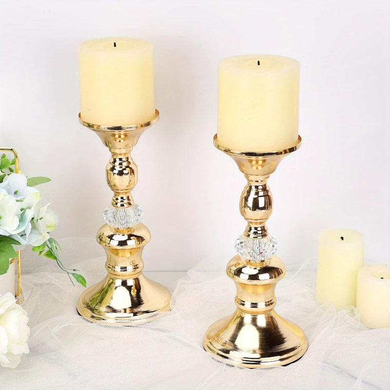 1pc Iron Candlestick Roman ColumnVintage Metal Pillar Candlestick Holders Elegant Crystal Candle Stands Home Decoration