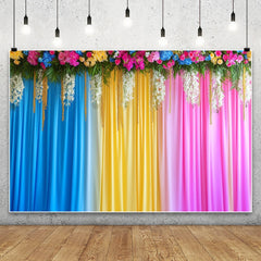 Happy Diwali Photography Backdrop Marigold Flower Curtain Puja Ganpati Pooja Traditional Wedding Birthday Party Photo Background
