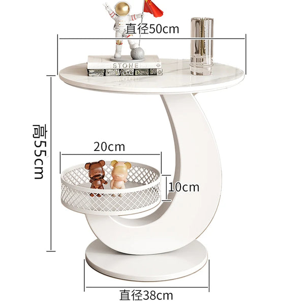 Luxury Side Table Modern Round Coffee Table for Living Room Furniture & Balcony Multifunctional Couchside Drink Table with Geometric Base