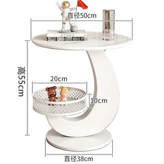 Luxury Side Table Modern Round Coffee Table for Living Room Furniture & Balcony Multifunctional Couchside Drink Table with Geometric Base