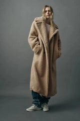 Women’s Winter Double-Breasted Velvet Long Coat
