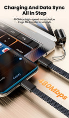 60W USB C To Type C Short Keychain Cable For Samsung Xiaomi 16.5cm 27W Type C To Lightning Charging Cable For iPhone Power Bank