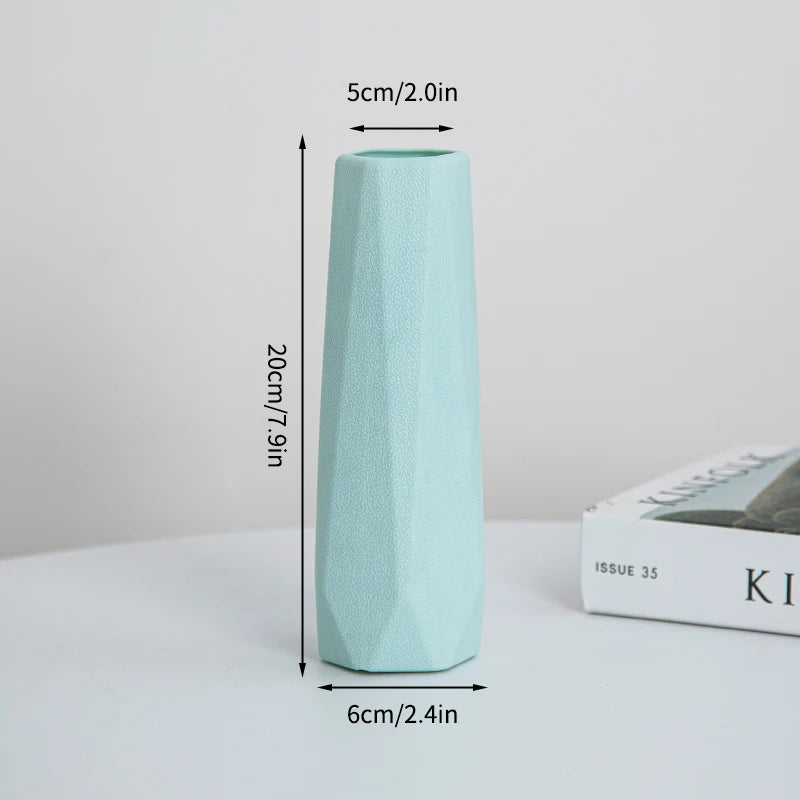 Nordic Vases Pure White Plastic Vases Imitation Ceramic Flower Vases Desktop Flowerpot Wedding Decor Home Ornament