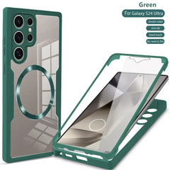 360° Full Shockproof Case for Samsung Galaxy S25 S24 S23 S22 S21 Ultra Plus FE Wireless Charging Transparent Cover