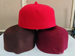 Eid Ramadan Prayer Hats for Muslim Men Wool Felt  Fashion Brown Red Kufi Hijab Handmade Beret Caps Spring Winter Elegant Hat