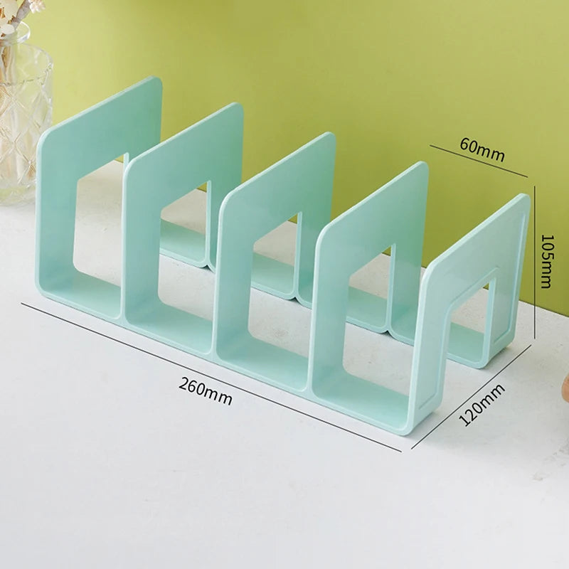 4-Grid Bookends Stand – Desktop Bookshelf Organizer Rack Office Furniture