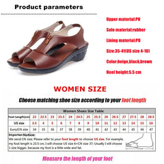 WOIZGIC Women Old Mother Laides Wedges Sandals Platform Shoes PU Leather Non Slip Beach Summer Cool Zipper