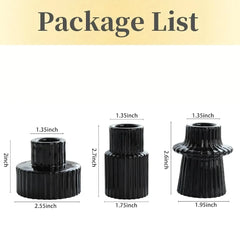 3Pcs Double Sided Vintage Ribbed Taper Glass Candle Holders for Table Centerpieces, Wedding Decorations Dinner Parties